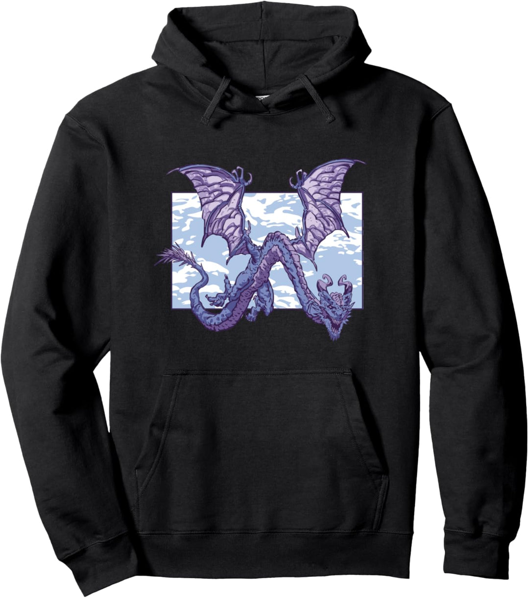 Blauer farbiger Drache im Himmel, Kreatur, mythologisch Pullover Hoodie