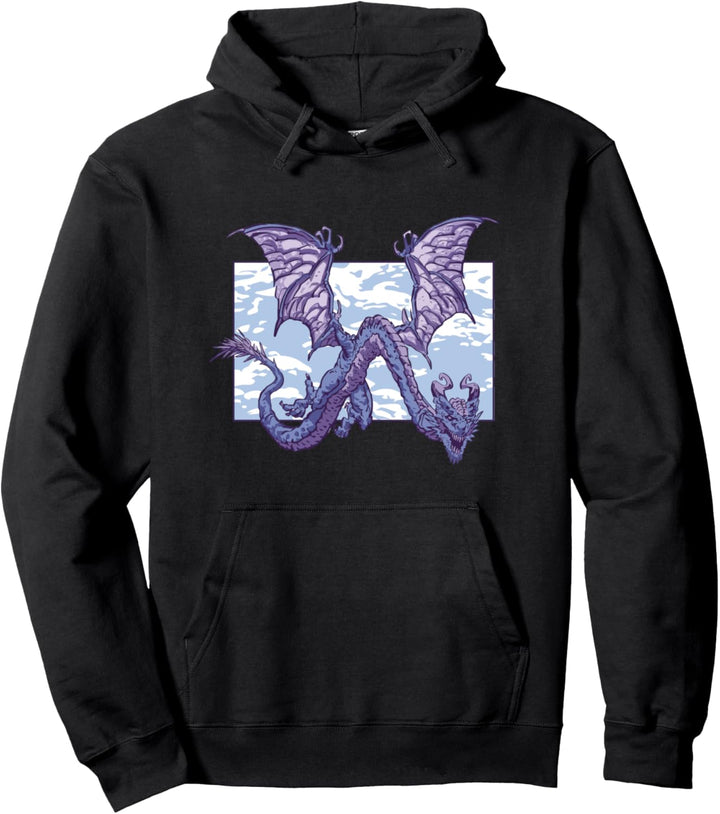 Blauer farbiger Drache im Himmel, Kreatur, mythologisch Pullover Hoodie