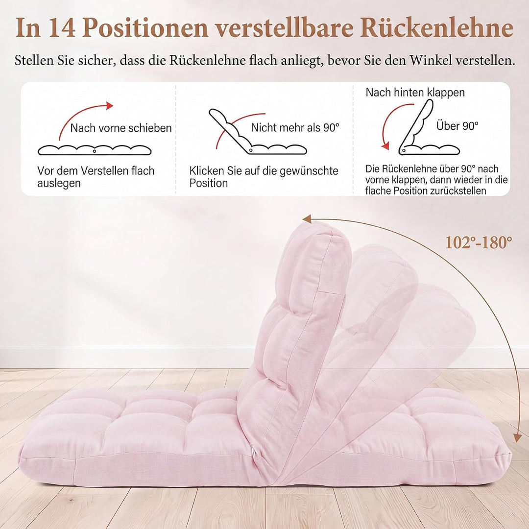 COSTWAY Bodenstuhl verstellbar, Bodensessel gepolstert, Bodenkissen mit Rückenlehne, Meditationsstuh