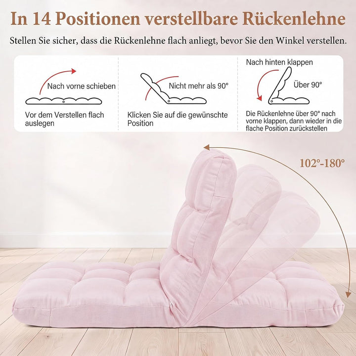 COSTWAY Bodenstuhl verstellbar, Bodensessel gepolstert, Bodenkissen mit Rückenlehne, Meditationsstuh
