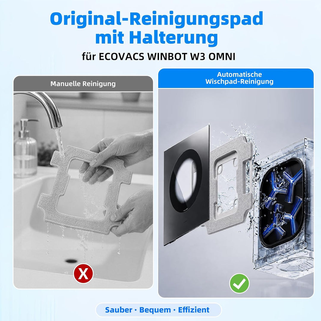 Reinigungspad-Halterung für Ecovacs Winbot W3 Omni Fensterputzroboter, 3er | Einfache Werkzeuglose M