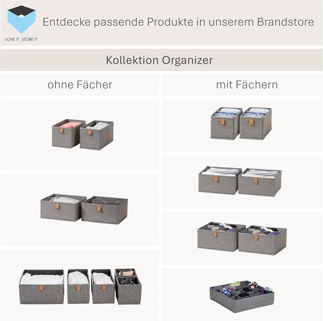 LOVE IT STORE IT - Premium - 3er Set Schrank Organizer aus Leinen - Schubladen Organizer für Kleider