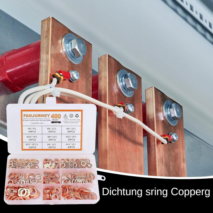 Copper Metric Sealing Washers, Sealing Gasket Flat Ring, Crush Bolt Washer Kit, Oil Drain Plug Crush