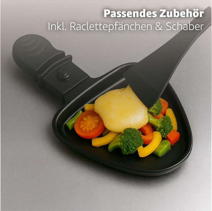 Raclette Set für 8x Personen - antihaftbeschichtet- Tischgrill inkl. Pfännchen & Schaber (Eckig), Ec