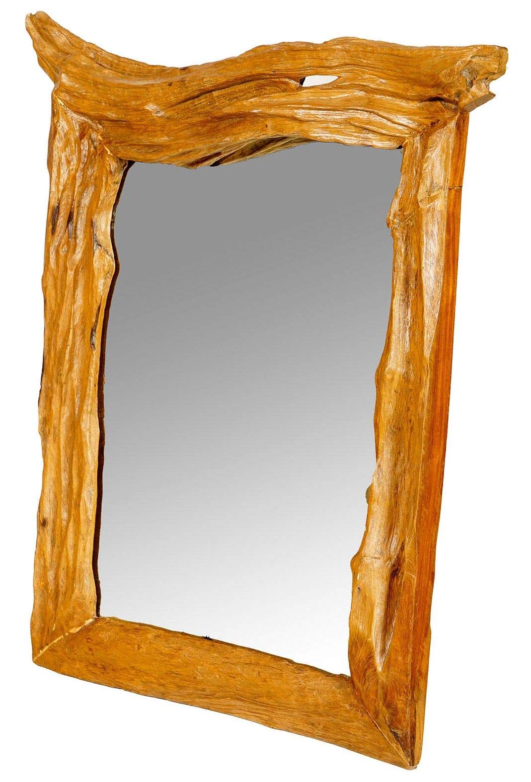 Windalf Grosser Landhaus Wandspiegel ARANWÄ 95 cm Natur Holzspiegel Rustikaler Wandspiegel Handarbei