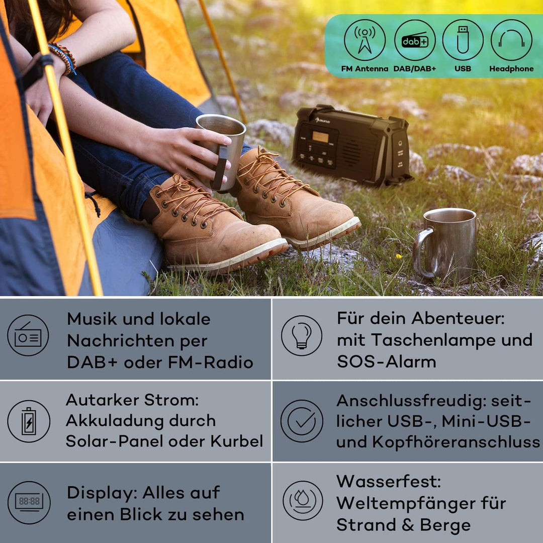 Auna Dab, FM/Dab/Dab+, tragbares Radio mit Bluetooth, Stereo-Lautsprecher, AUX-Leistung mit LCD-Disp