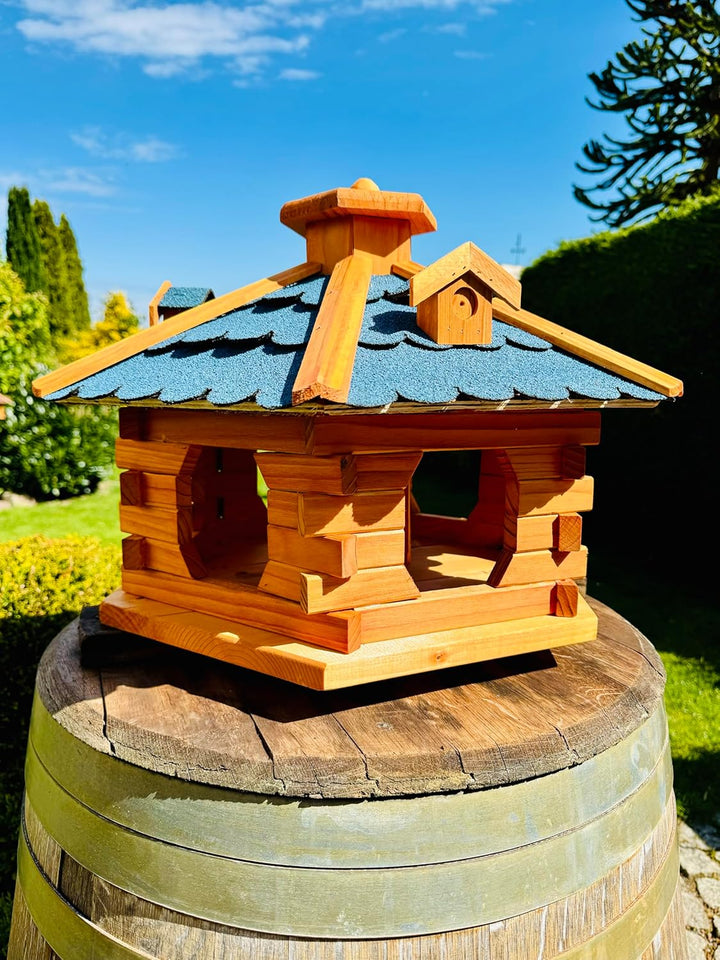 Handgefertigtes Sechseck Vogelhaus aus Holz wetterfest M - XXL mit und ohne StänderI Futterhaus I Fu