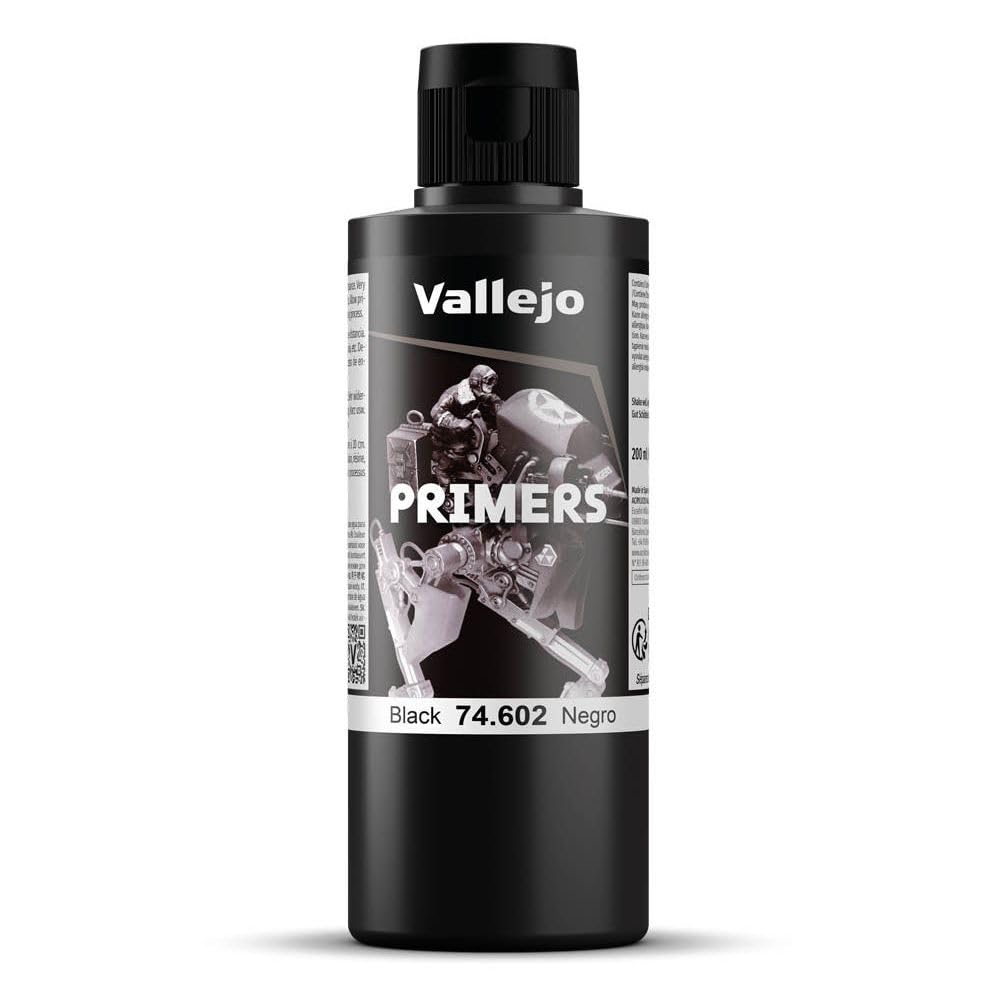 Vallejo Surface Primer Schwarz 200 Ml. Mattes Finish für Airbrush, schnelltrocknend und hohe Haftung
