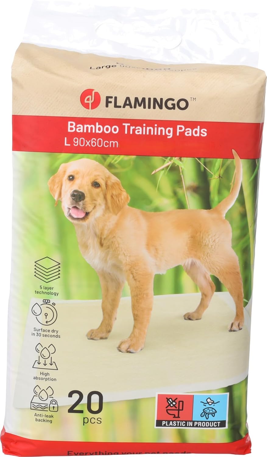 Puppy Pads - Bamboo Padu beige L 90 x 60 cm - 20 STK. - 5-lagig Ultra saugfähig aus Bambusfasern - s