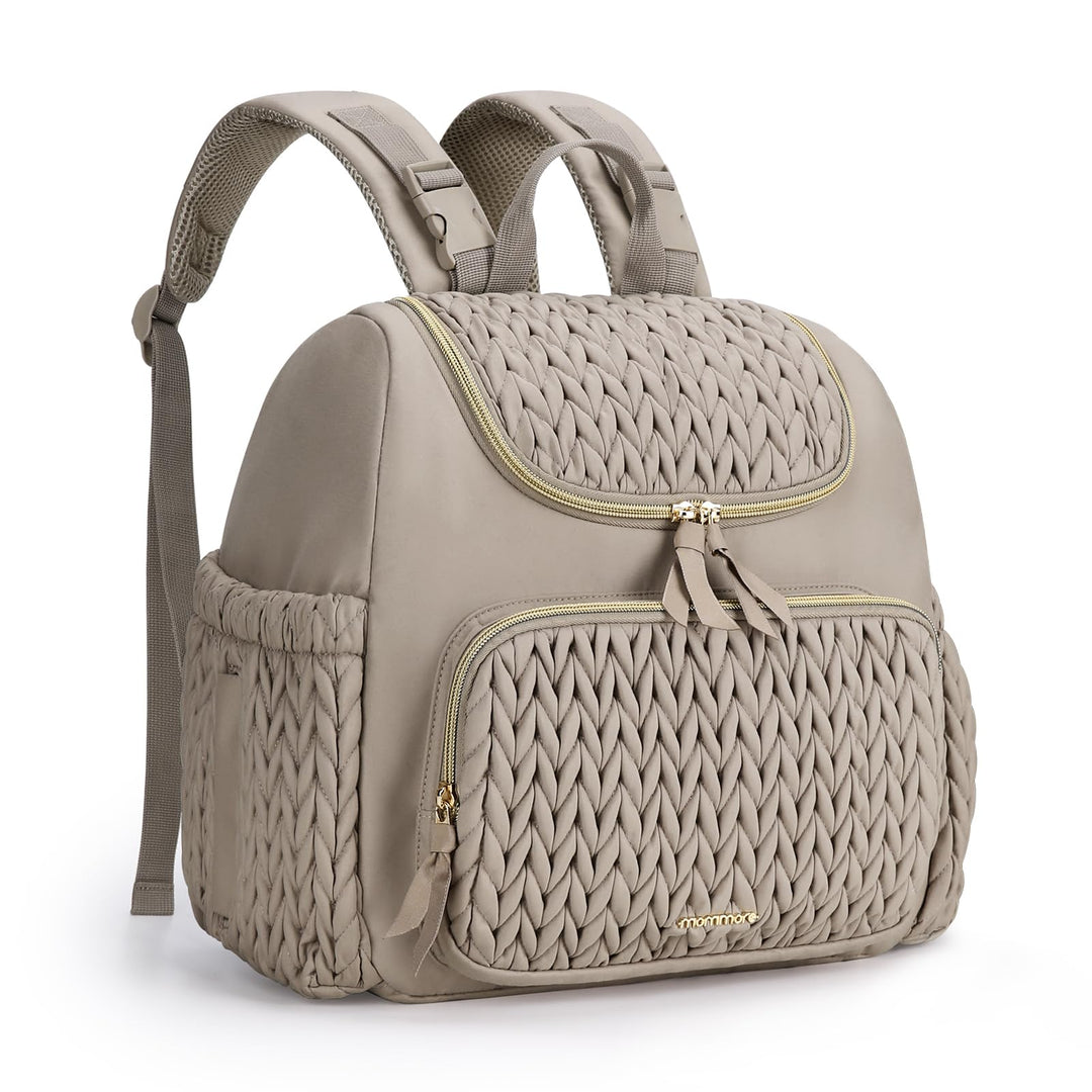 mommore Wickeltasche, kleiner Wickelrucksack, stylischer Baby-Reiserucksack mit isolierten Fächern,