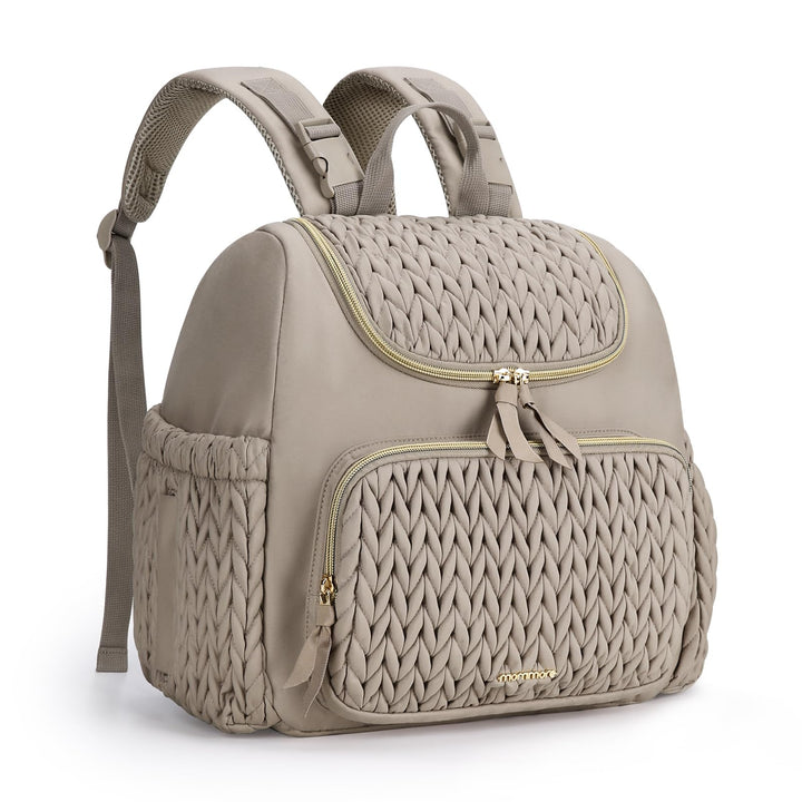 mommore Wickeltasche, kleiner Wickelrucksack, stylischer Baby-Reiserucksack mit isolierten Fächern,