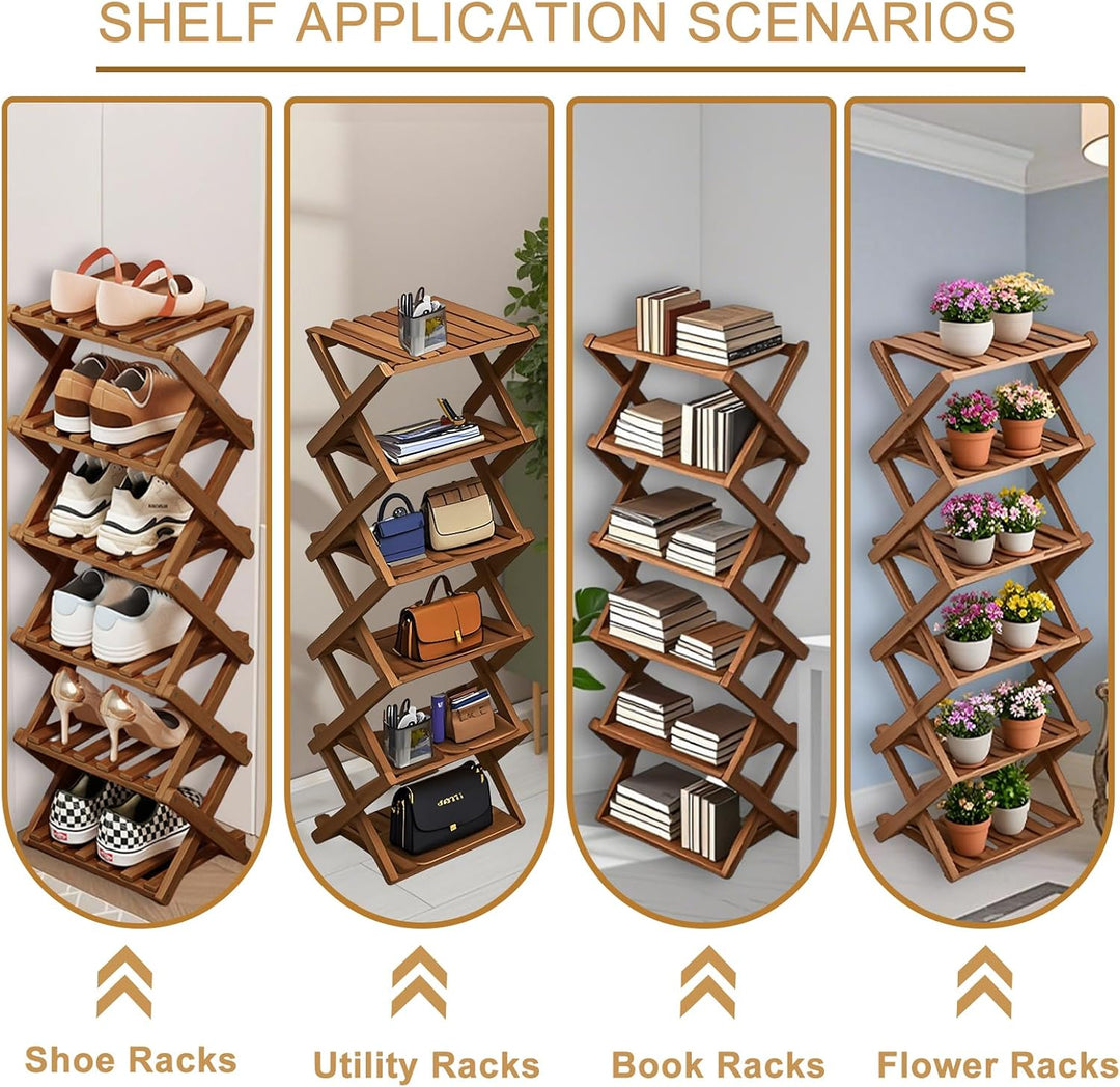 Vertikales Schuhregal Klein, Schuhschrank Hoch für Schlafzimmer, Wohnzimmer | Mehrschichtiges Schuhs