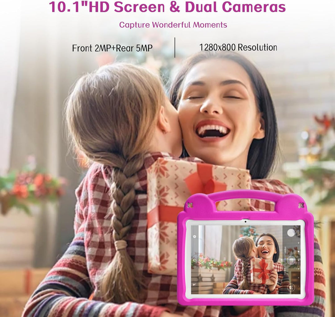 Kids Tablet 10.1 Zoll, Android Tablet für Kinder, Android 15, 1280x800 Display, Octa-Core CPU, 8GB+6