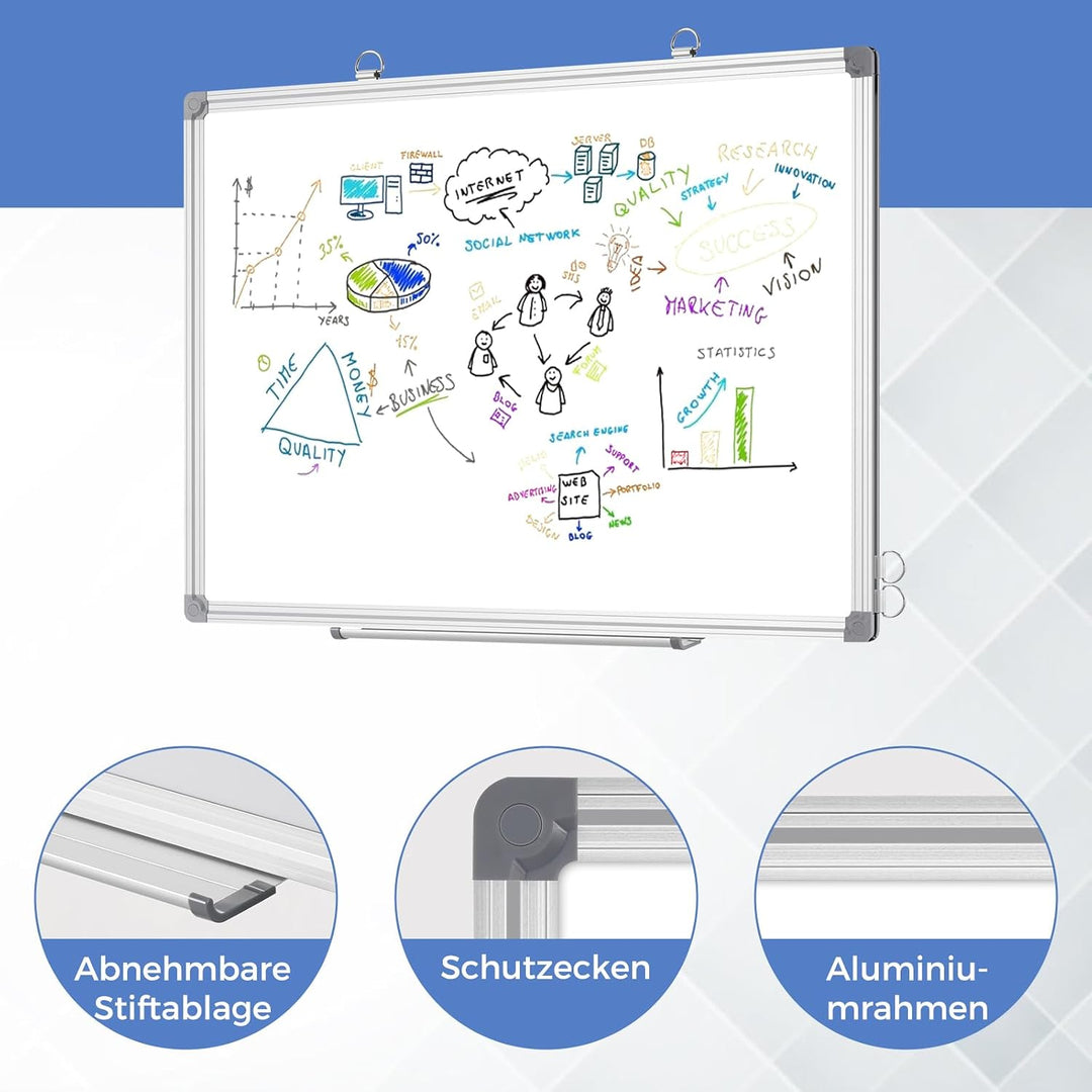 DOLLAR BOSS Magnetisches Whiteboard, 57X90CM Magnettafel Magnetpinnwand mit 2 Whiteboard Stifte, 8 M