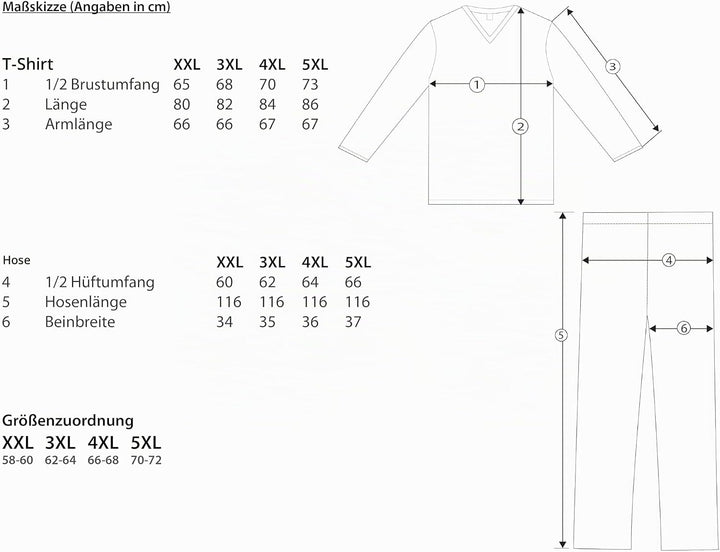 Moonline Plus Schlafanzug Herren lang übergross aus Baumwolle XXL Anthrazit, XXL Anthrazit