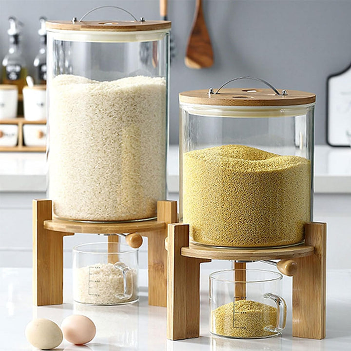 Reisspender 5/8L, Müslispender Küche, Luftdichter Vorratsbehälter Reis, Lebensmittelspender Glas für