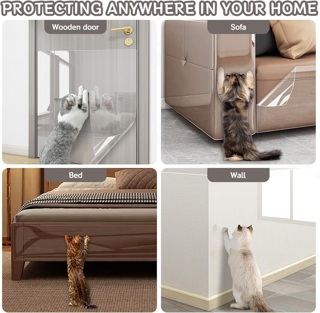 Katzenschutz Transparent 30 cm x 3 m – Selbstklebende Kratzschutzfolie für Möbel, Sofa & Türen, Rück
