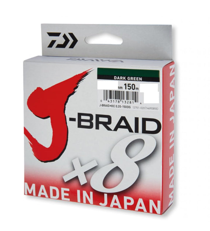 Daiwa J-Braid 8 Braid 300m Multicolor - geflochtene Angelschnur Dm: 0,16mm, Dm: 0,16mm
