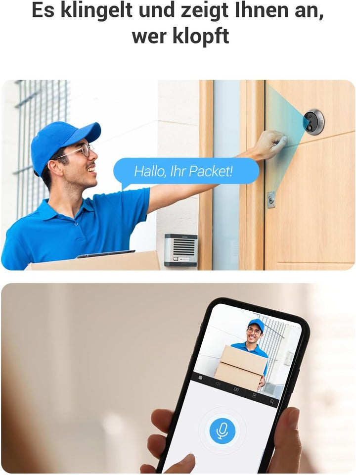 EZVIZ WLAN Türklingel mit 4600mAh Akku, 4,3 Zoll Farbbildschirm, 155° Weitwinkel und PIR-Sensor, 2MP