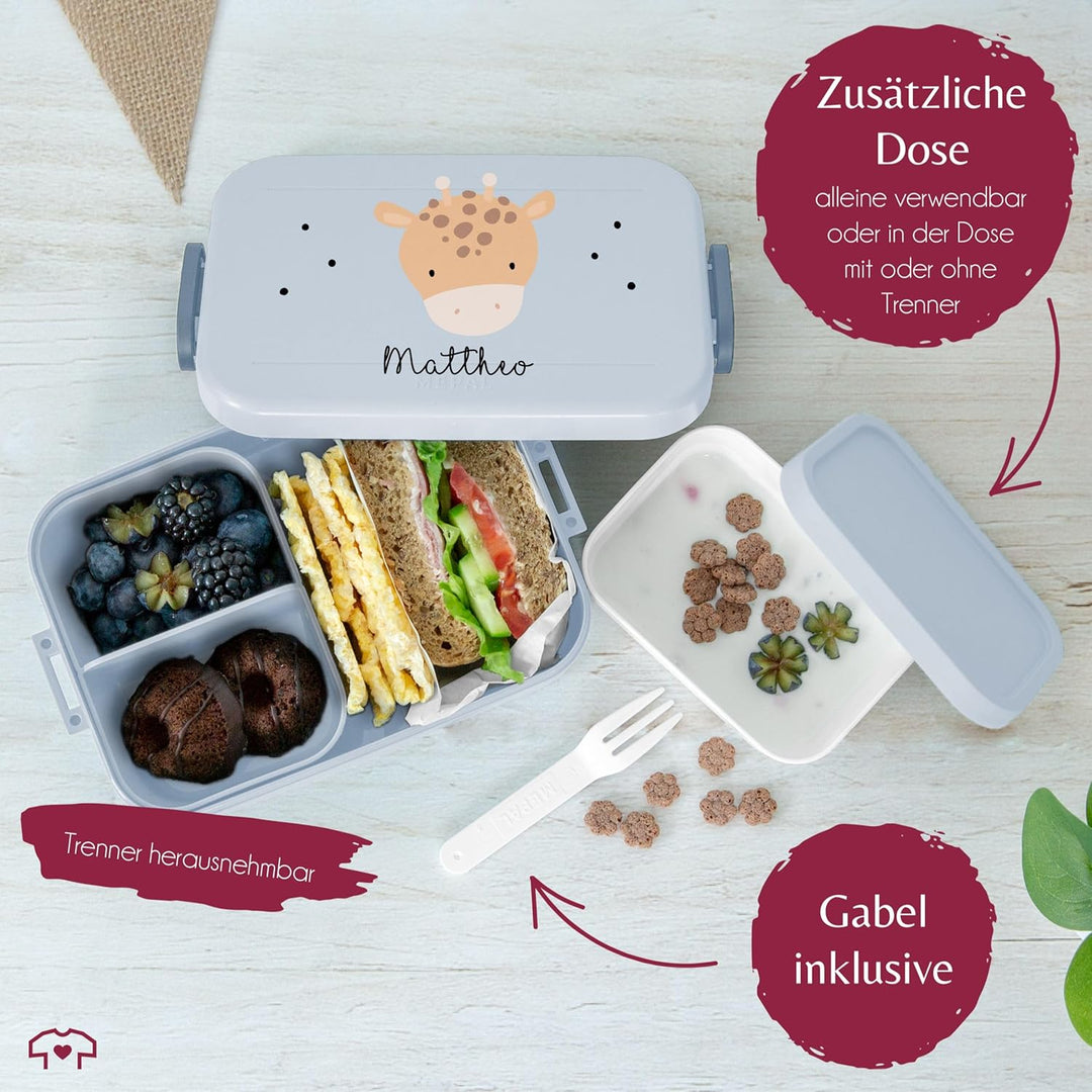 Kinder Bento Box Midi Lunchbox für Mepal Bentobox - Boho Giraffe Giraffen - 900 ml - Hellblau - jaus