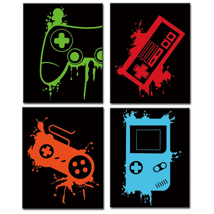 ANHUIB Videospiel-Kunstdruck, Aquarell-Gaming-Themen-Poster, 4er-Set (20,3 x 25,4 cm, ungerahmt), pe