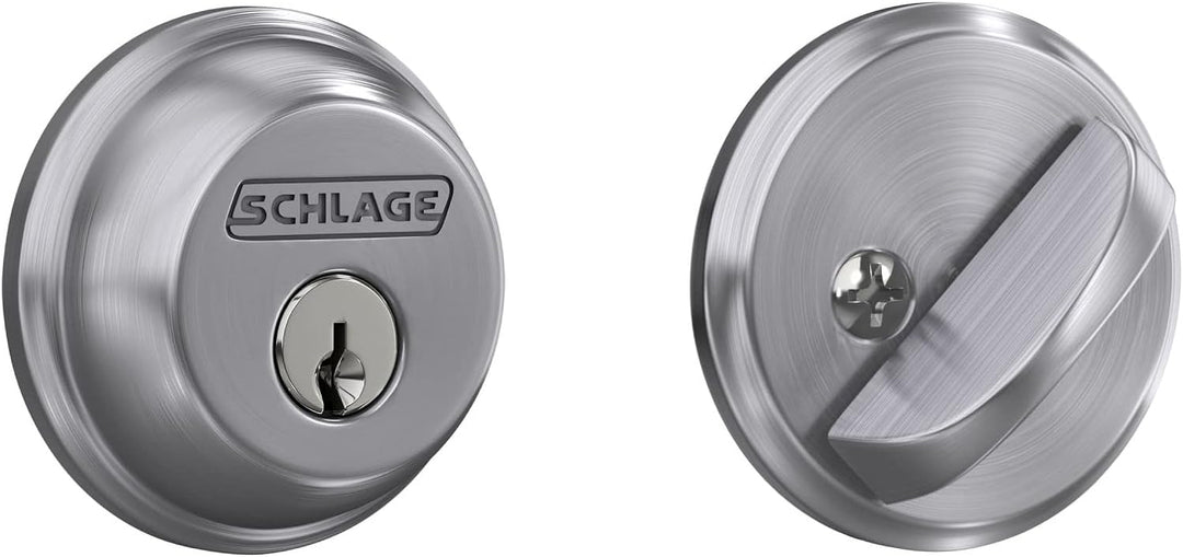 SCHLAGE B60N626 Deadbolt with Standard Trim Keyed 1 Side, Highest Residential Security, Satin Chrome