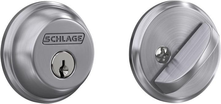 SCHLAGE B60N626 Deadbolt with Standard Trim Keyed 1 Side, Highest Residential Security, Satin Chrome