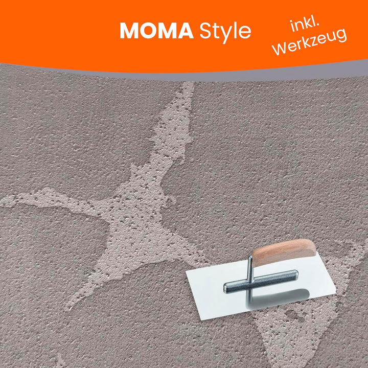 BEKATEQ Betonoptik in Betongrau 3kg, Moma Style Betonlook bis 7,5qm Betonspachtel inkl. Werkzeug, Ef