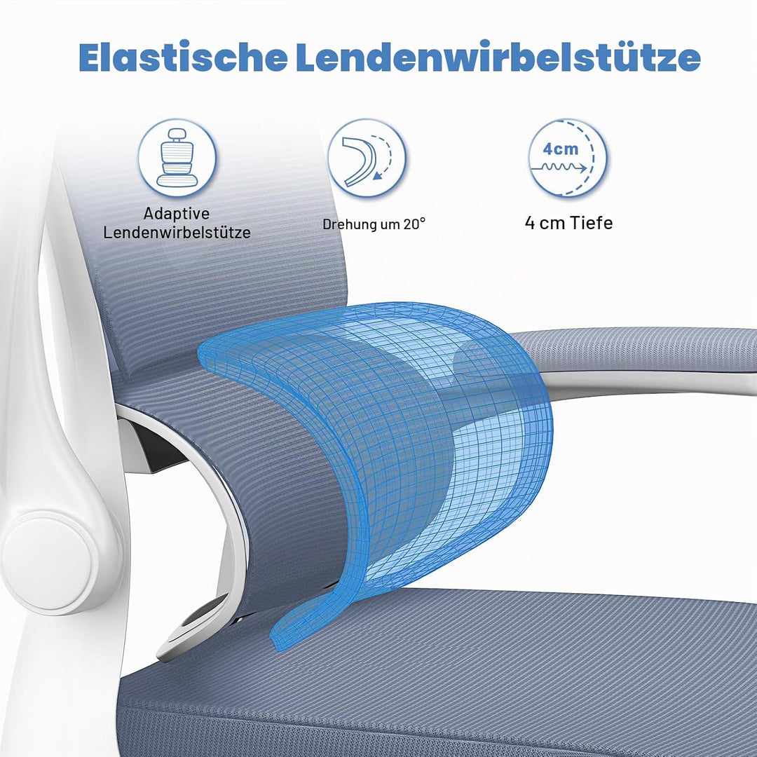 naspaluro Bürostuhl Ergonomischer, Schreibtischstuhl mit Hochklappbaren Armlehnen, Dynamischer Lordo
