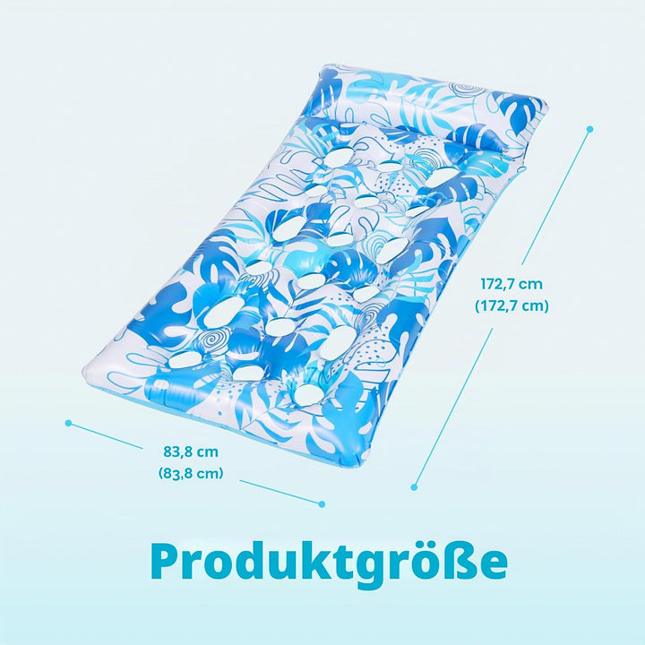 Sloosh Aufblasbare Wasser Pool Luftmatratze, 2er XL Pool Flösse, Sonnenliegebett mit Kopfstütze für