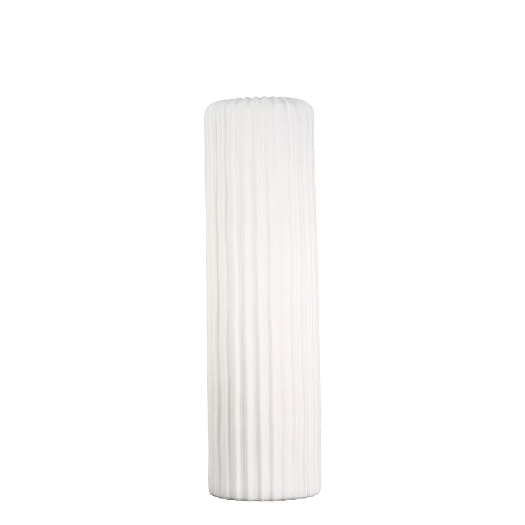 Casablanca Vase - Fjord - aus Keramik weiss matt mit Rillenstruktur H. 76 cm Höhe 76 cm Weiss, Höhe