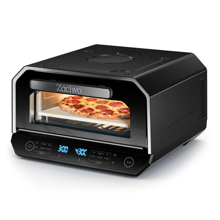 ZACHVO Pizzaofen Elektrisch, bis 450°C für 90-Sekunden-Neapolitanische Pizza, 13 Programme (6 Pizza-
