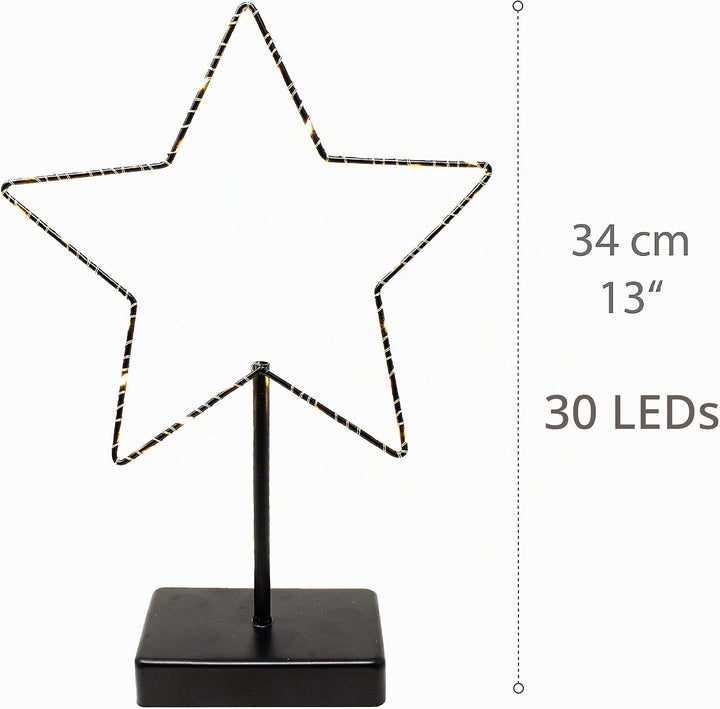 ToCi LED Deko-Stern 30 LEDs – Stern-Aufsteller aus Metall - Beleuchtete Deko 24 x 5 x 34 cm - Weihna