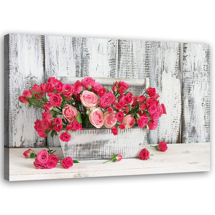 Feeby Bild auf Leinwand Rosen Kunstdruck Shabby Chic Rosa 80x60 cm M14326 80x60 cm, M14326 80x60 cm