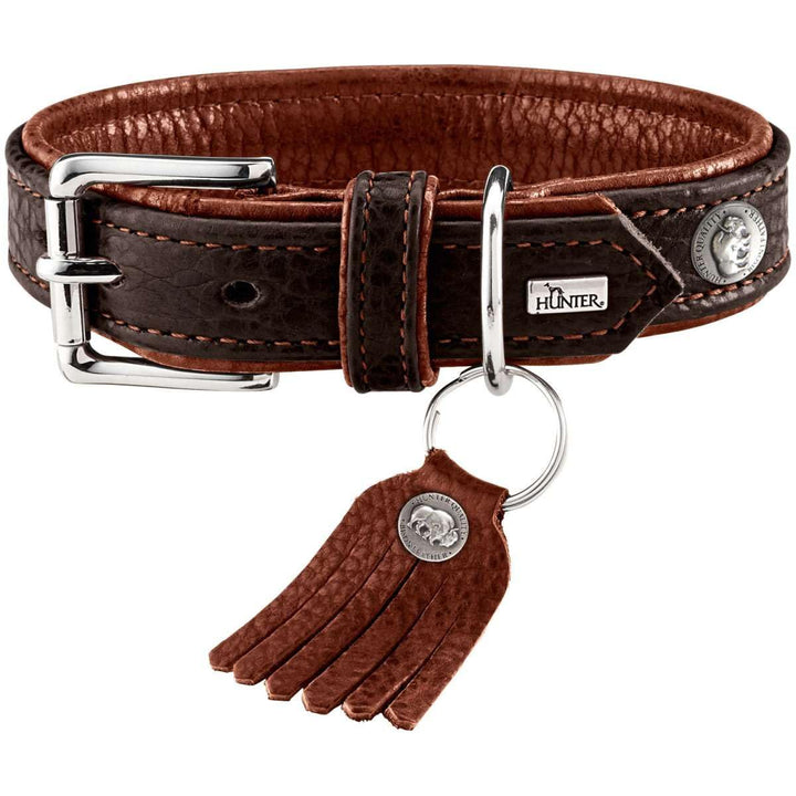 HUNTER CODY Hundehalsband, Leder, rustikal, weich, 45 (S), dunkelbraun/cognac 45 (S) dunkelbraun/cog