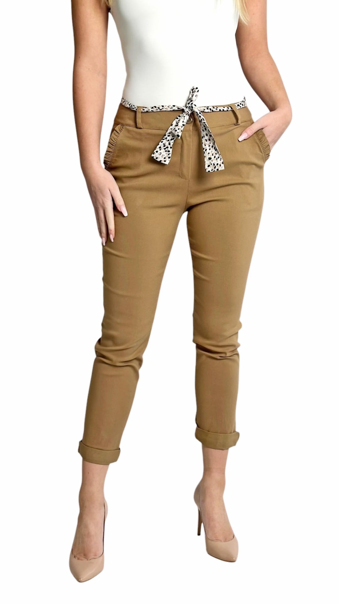 Mississhop Female Damen Stretch Klassische Chino Hose S Braun, S Braun