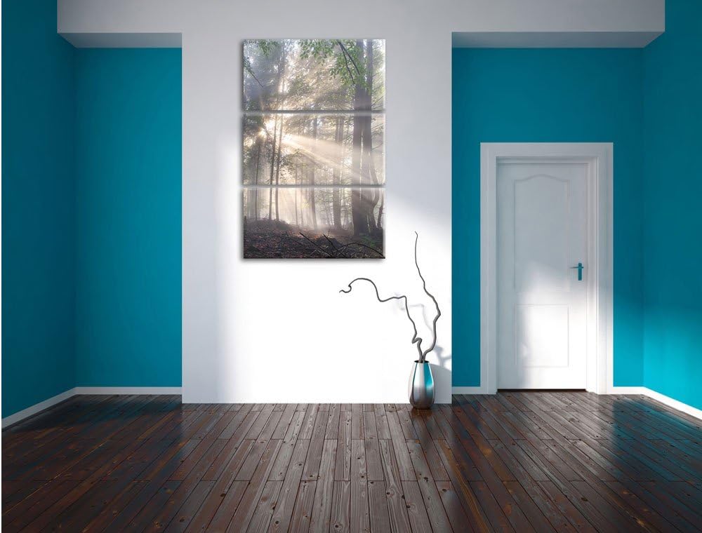 Pixxprint diesiger Waldweg als Leinwandbild/Grösse: 3 Teilig (120x80) cm/Wandbild/Kunstdruck/fertig