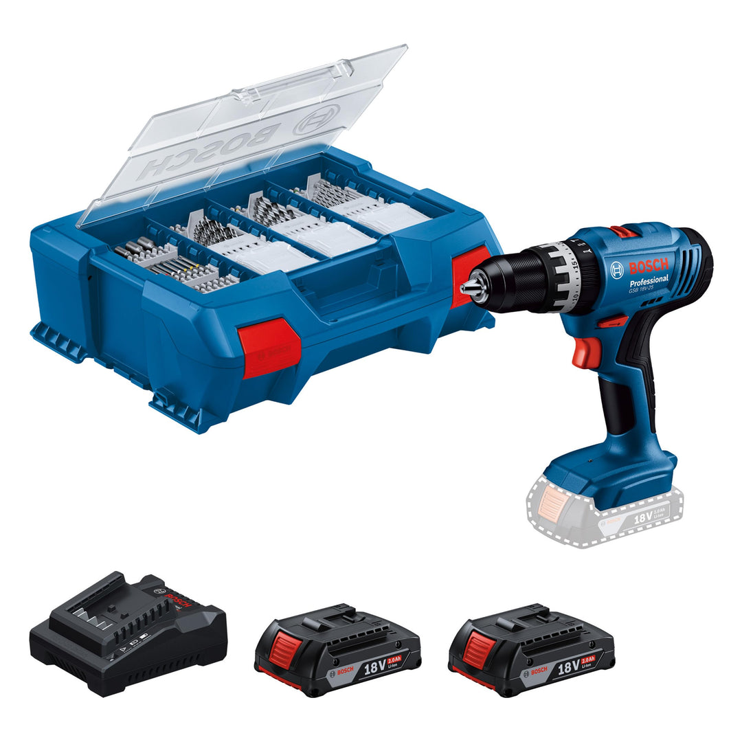 Bosch Professional 18V System Akku Schlagbohrschrauber GSB 18V-25 (max. Schrauben-Ø: 10 mm, inkl. 2x