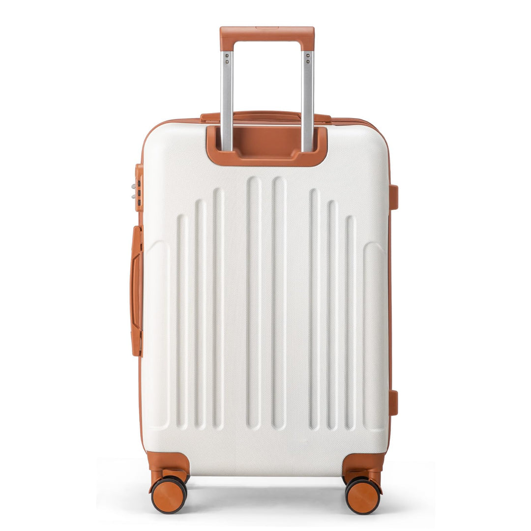 LALAHO Zwillingsrollen Reisekoffer Handgepäck Koffer Trolleys Hartschale M-L-XL-Set (Beige-Braun, M,