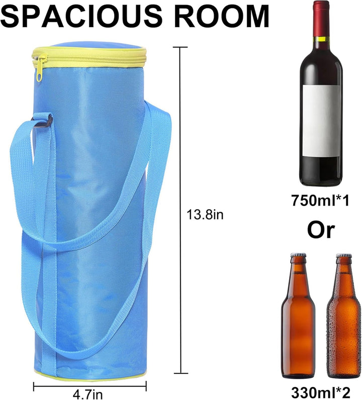 Leberna Isolierte Flaschenkühltasche, faltbar, Weinflasche, Picknick, Getränke, Tragetasche mit vers