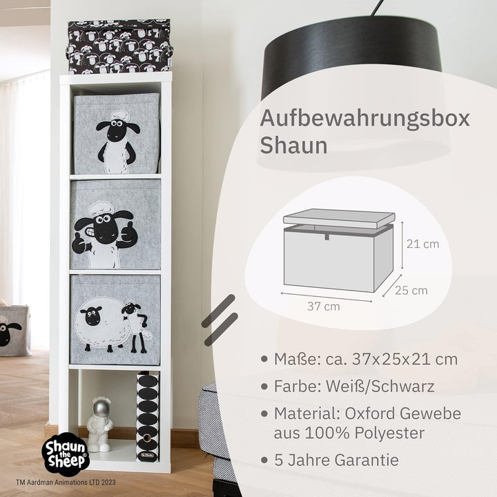 LIFENEY meets Shaun das Schaf Aufbewahrungsbox mit Deckel für Kinder – Box mit dem kultigen Schaf zu