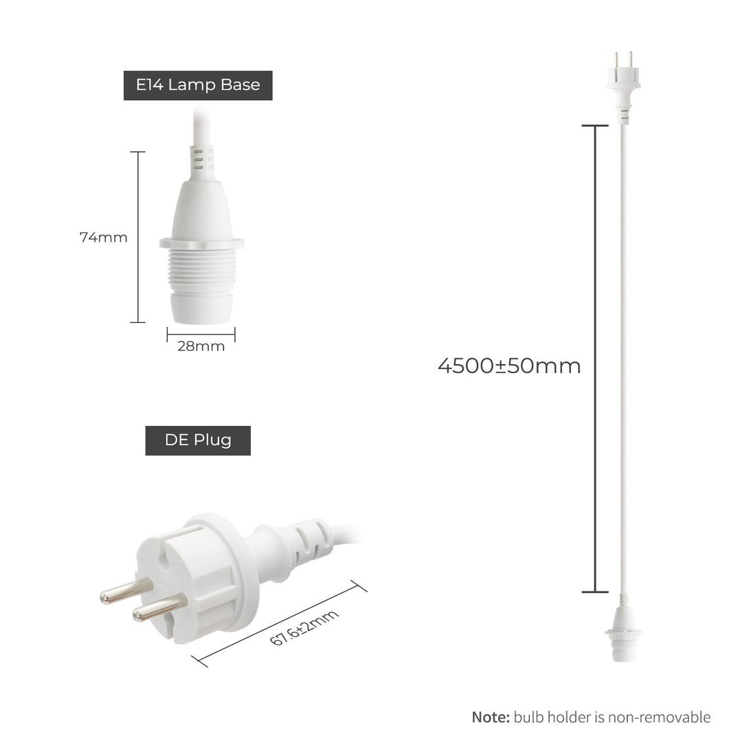FIRMERST Wasserdichte Lampenfassung E14 mit Kabel Outdoor 4,5m IP44 Weiss 4,5 M Weiss, 4,5 M Weiss
