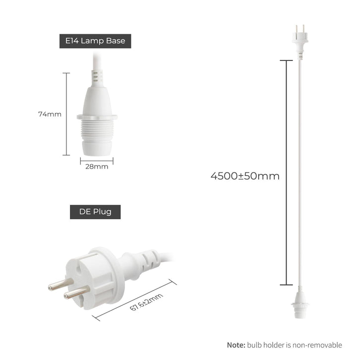 FIRMERST Wasserdichte Lampenfassung E14 mit Kabel Outdoor 4,5m IP44 Weiss 4,5 M Weiss, 4,5 M Weiss