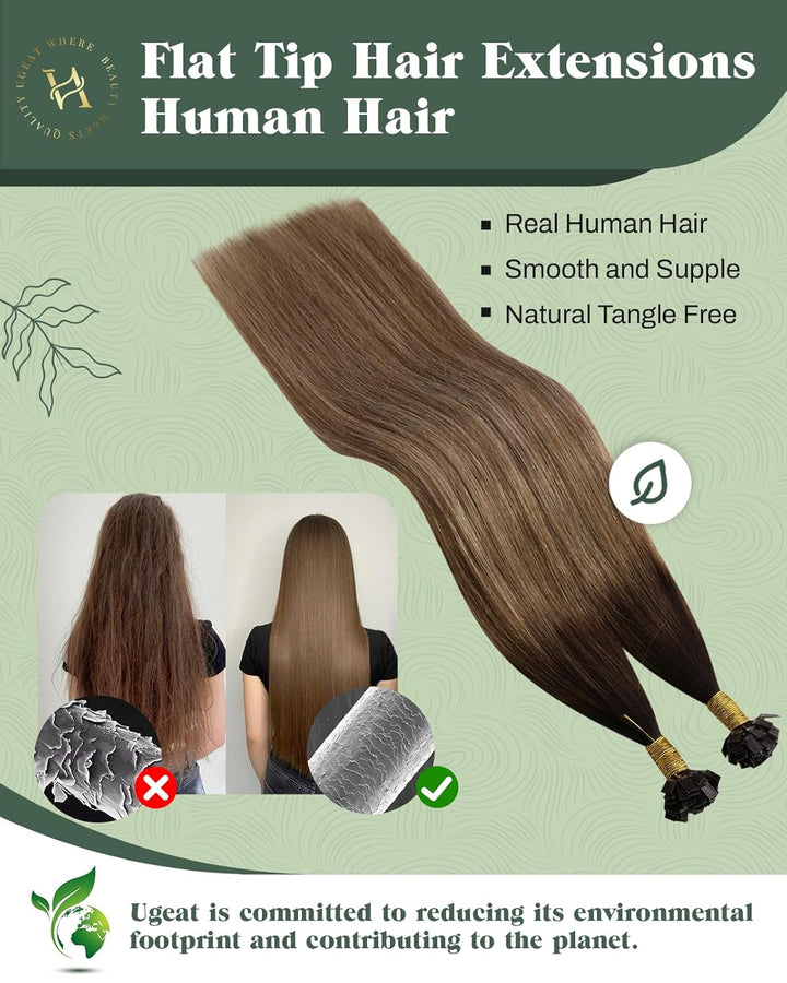 Ugeat 35cm Flat Bonding Extensions Keratin Hair Extension 1G 50Stuck/Paket Remy Brasilianer Echthaar
