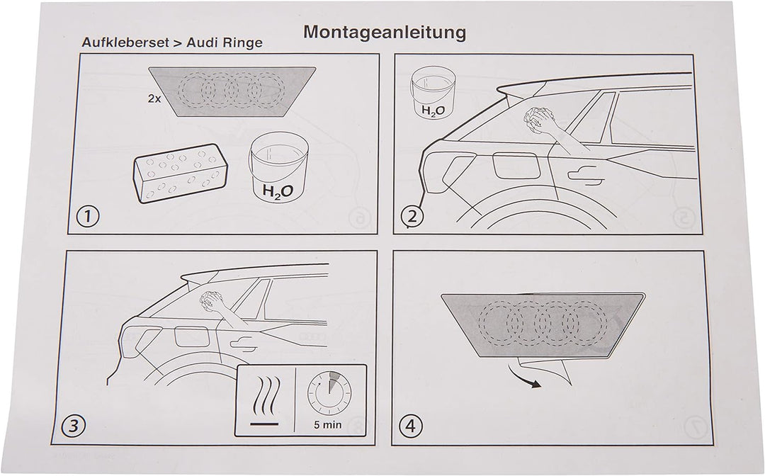 Audi 6623 Original Q2 Emblem Aufkleber - Ringe - Dekorfolie für die C-Säule - C-Blade Farbe: florett