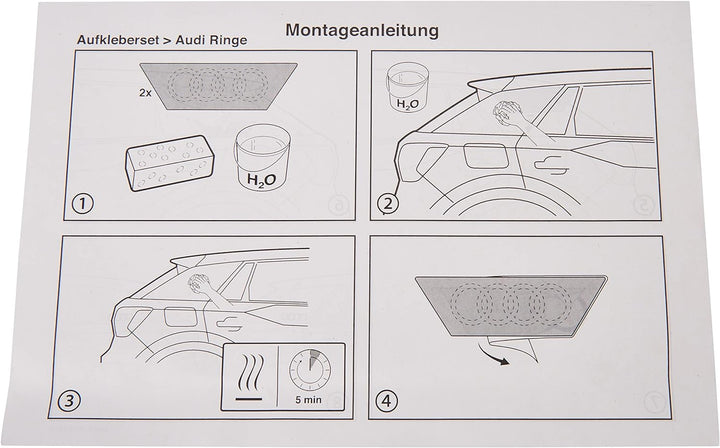 Audi 6623 Original Q2 Emblem Aufkleber - Ringe - Dekorfolie für die C-Säule - C-Blade Farbe: florett