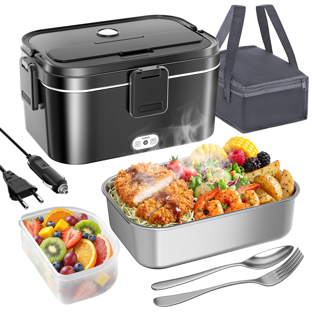 Elektrische Lunchbox 120W 1,8L 12V/24V/230V für Auto/LKW/Büro Auslaufsicher | Herausnehmbarer Edelst