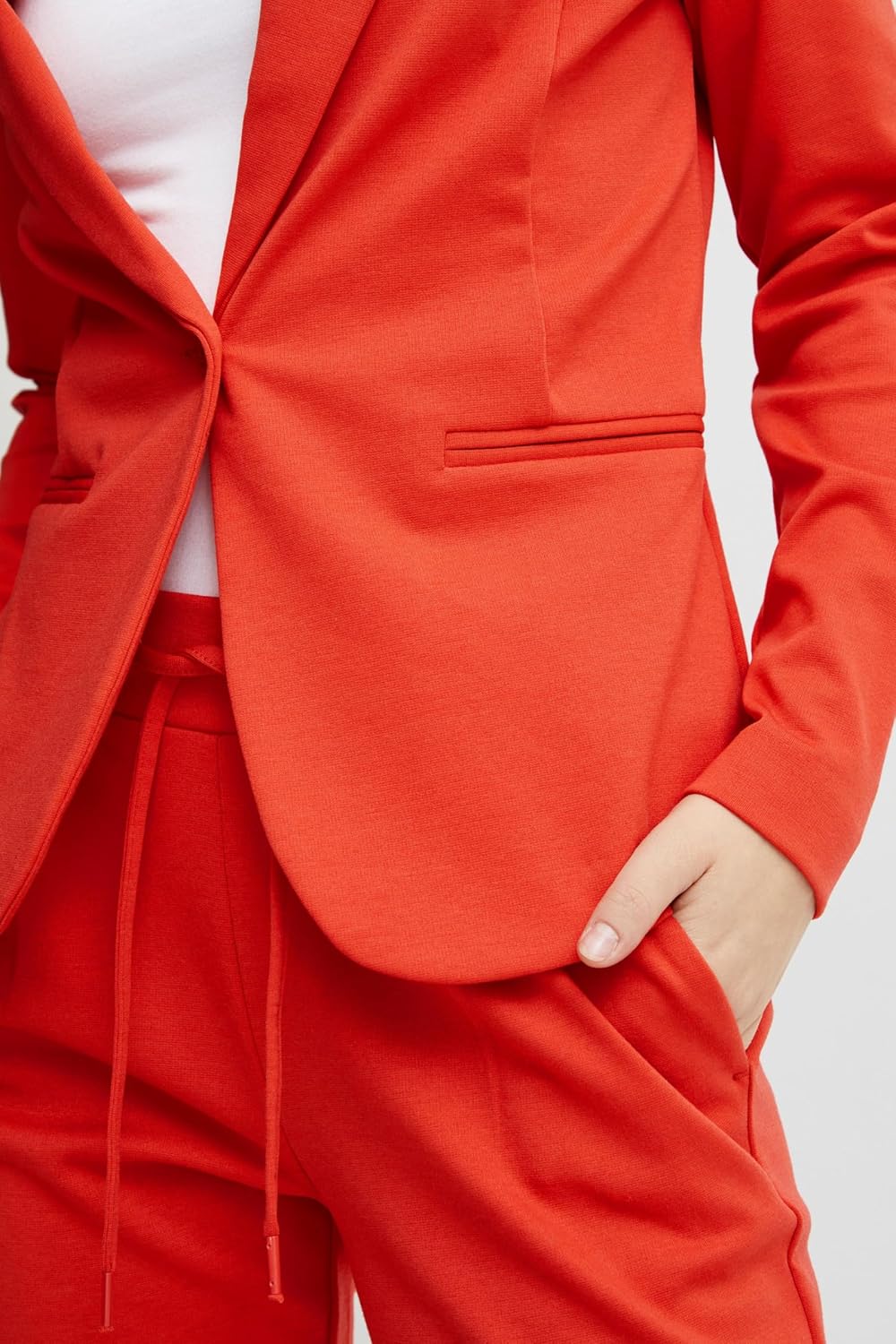 ICHI IHKATE BL Damen Blazer Kurzblazer Jacke EIN-Knopf-Blazer mit Stretch und Reverskragen XS Poppy