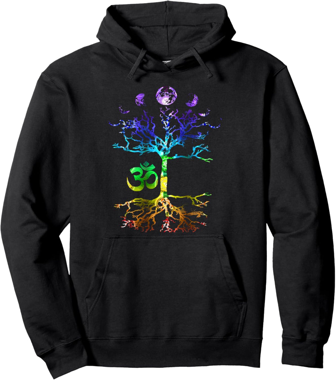 Phases of the Moon Tree of Life Om Chakra Geschenk Pullover Hoodie