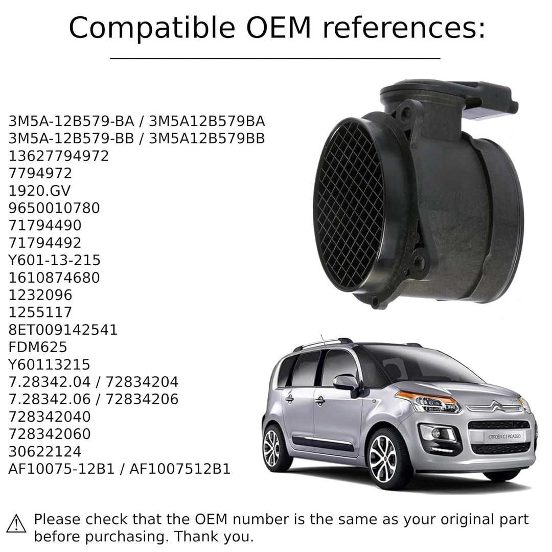 Twowinds Luftmassenmesser 9650010780 PSA 1.6 HD Berlingo C2 C3 C4 C5 Jumpy Xsara C-Max Fiesta Focus